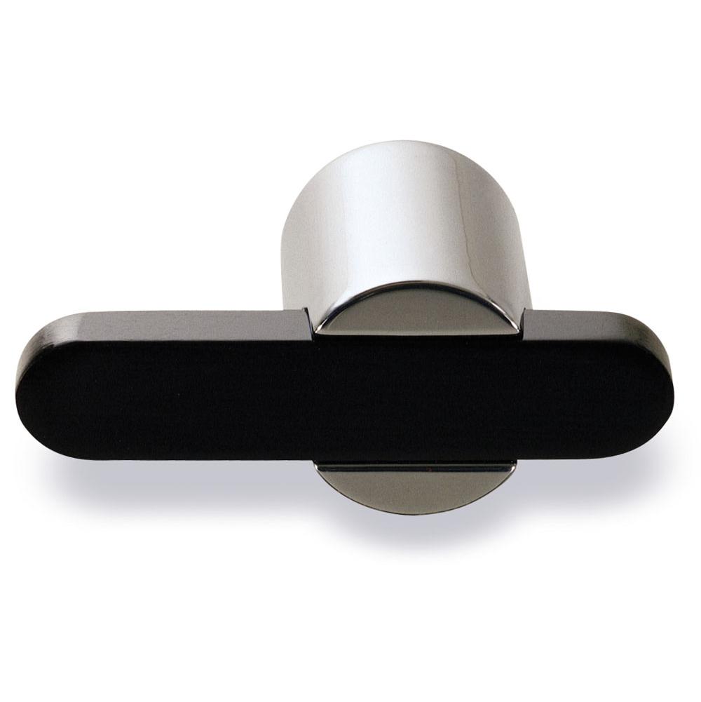Colonial Bronze T Cabinet Knob Hand Finished in Matte Satin Black and Satin Brass
