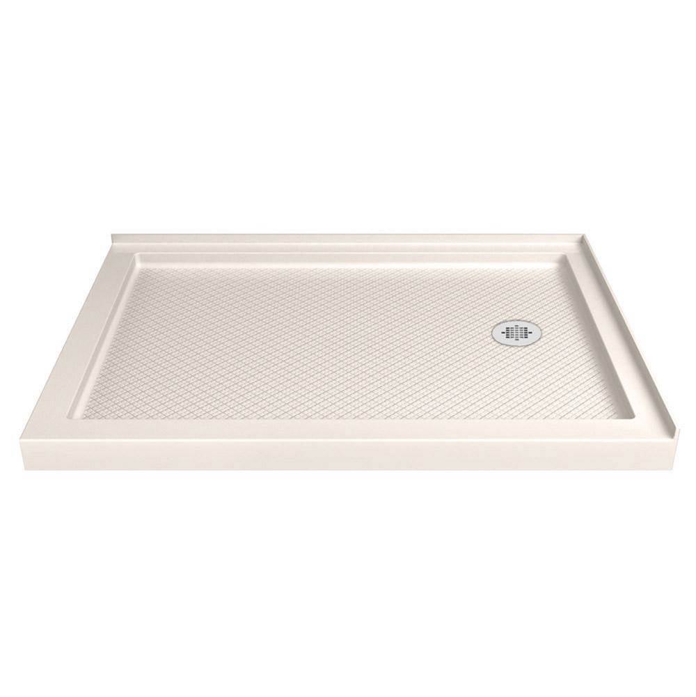Dreamline Showers DreamLine SlimLine 36 in. D x 60 in. W x 2 3/4 in. H Right Drain Double Threshold Shower Base in Biscuit