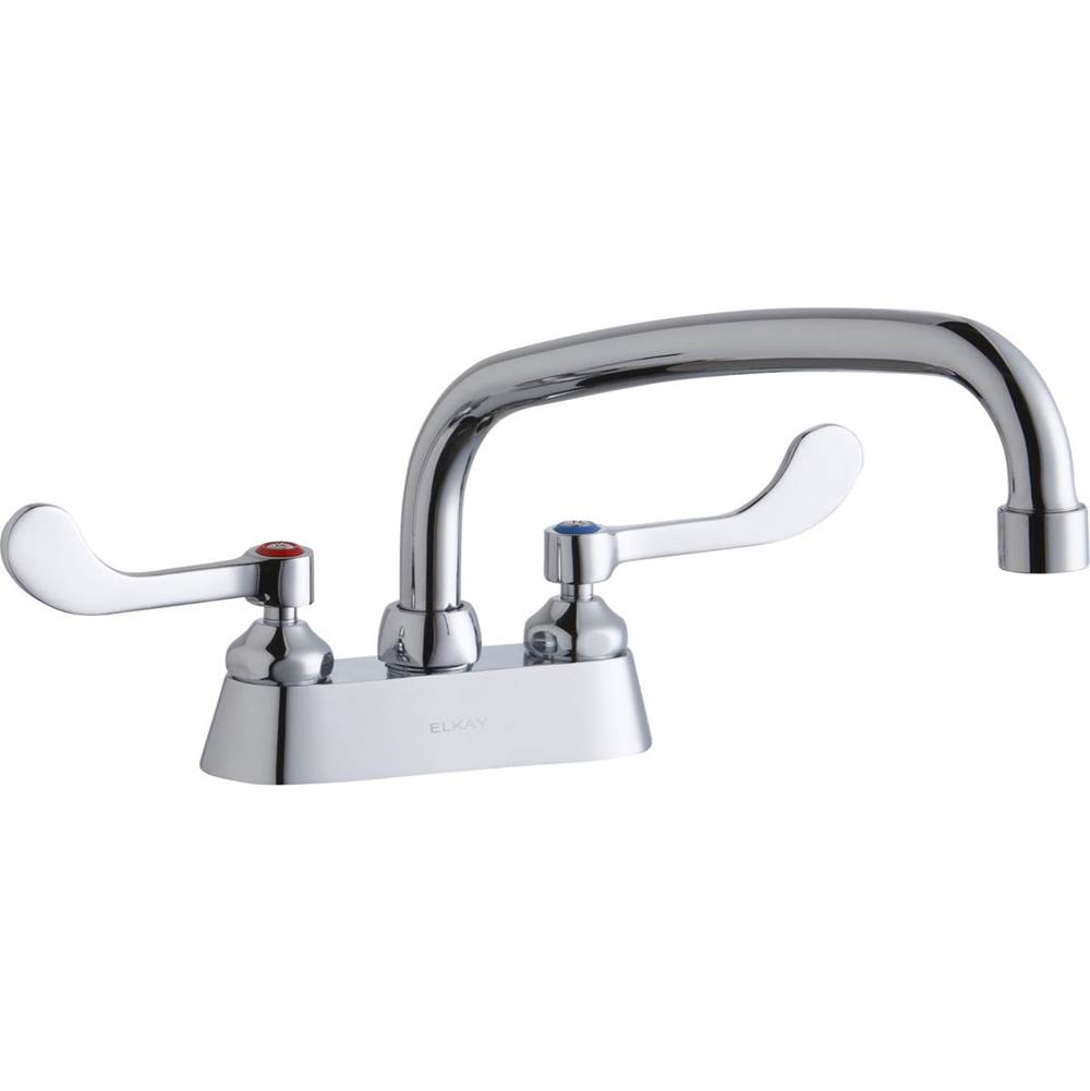 Elkay 4'' Centerset with Exposed Deck Faucet with 10'' Arc Tube Spout 4'' Wristblade Handles