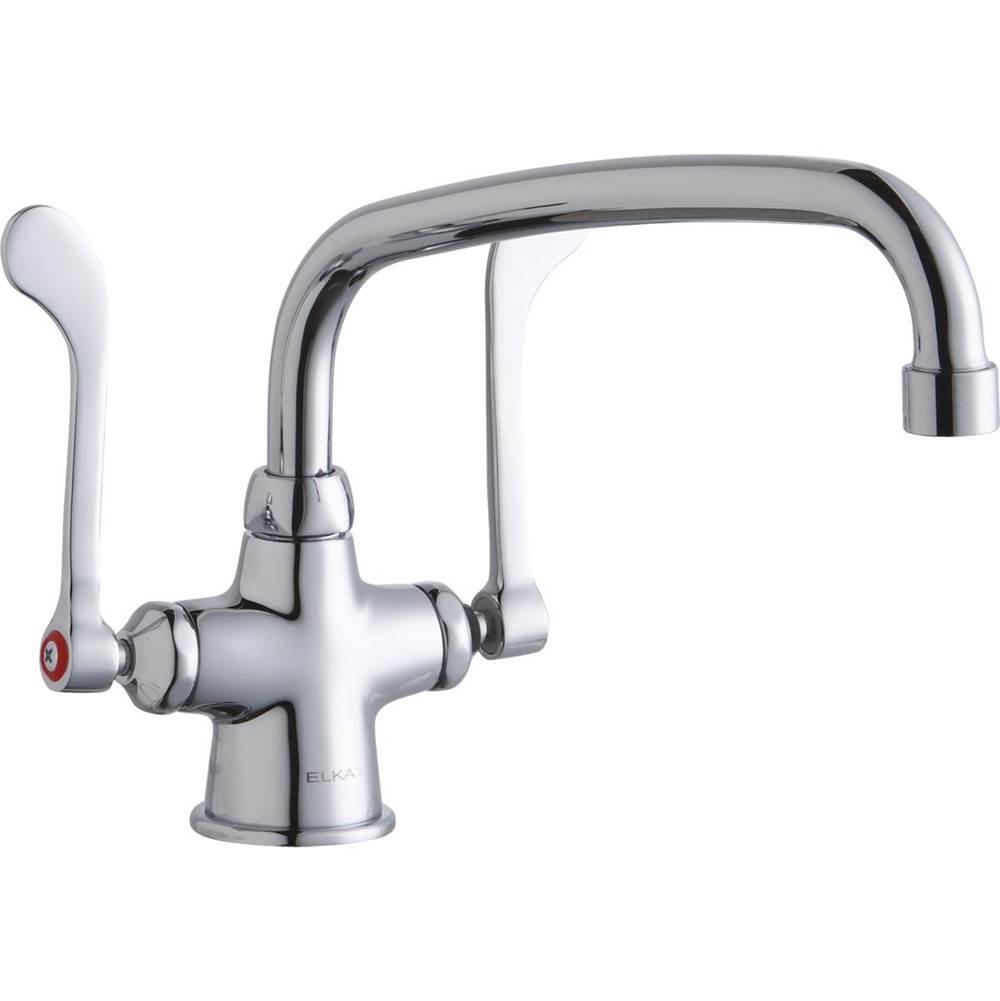 Elkay Single Hole with Concealed Deck Faucet with 10'' Arc Tube Spout 6'' Wristblade Handles Chrome