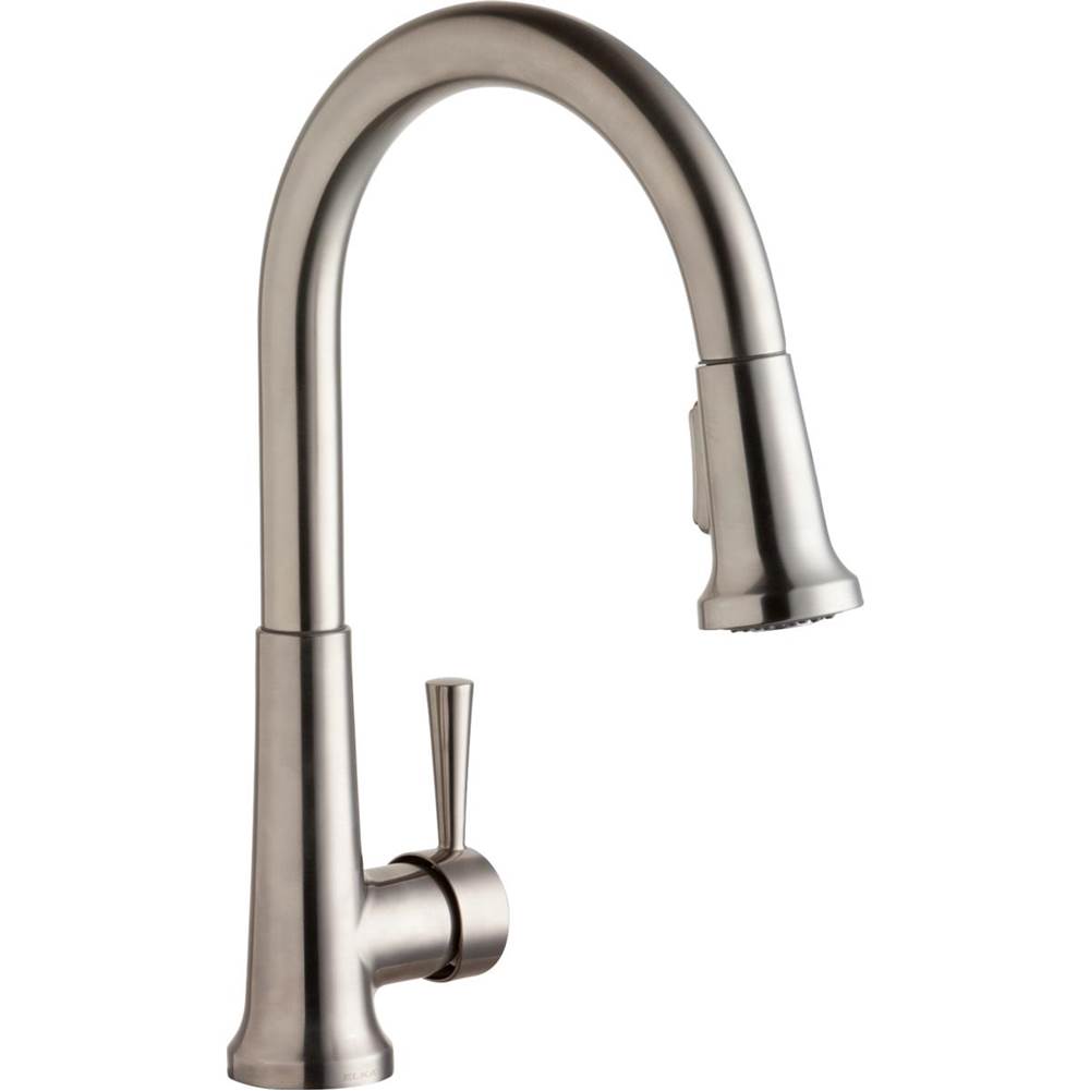 Elkay Everyday Single Hole Deck Mount Kitchen Faucet with Pull-down Spray Forward Only Lever Handle Lustrous Steel