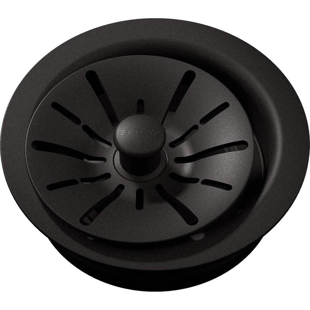 Elkay Quartz Perfect Drain 3-1/2'' Polymer Disposer Flange with Removable Basket Strainer and Rubber Stopper Black