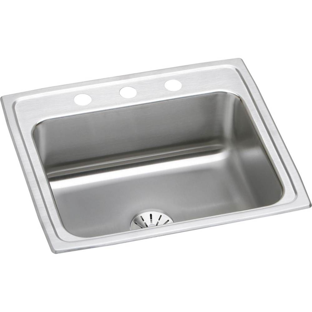 Elkay Lustertone Classic Stainless Steel 22'' x 19-1/2'' x 7-5/8'', 4-Hole Single Bowl Drop-in Sink with Perfect Drain