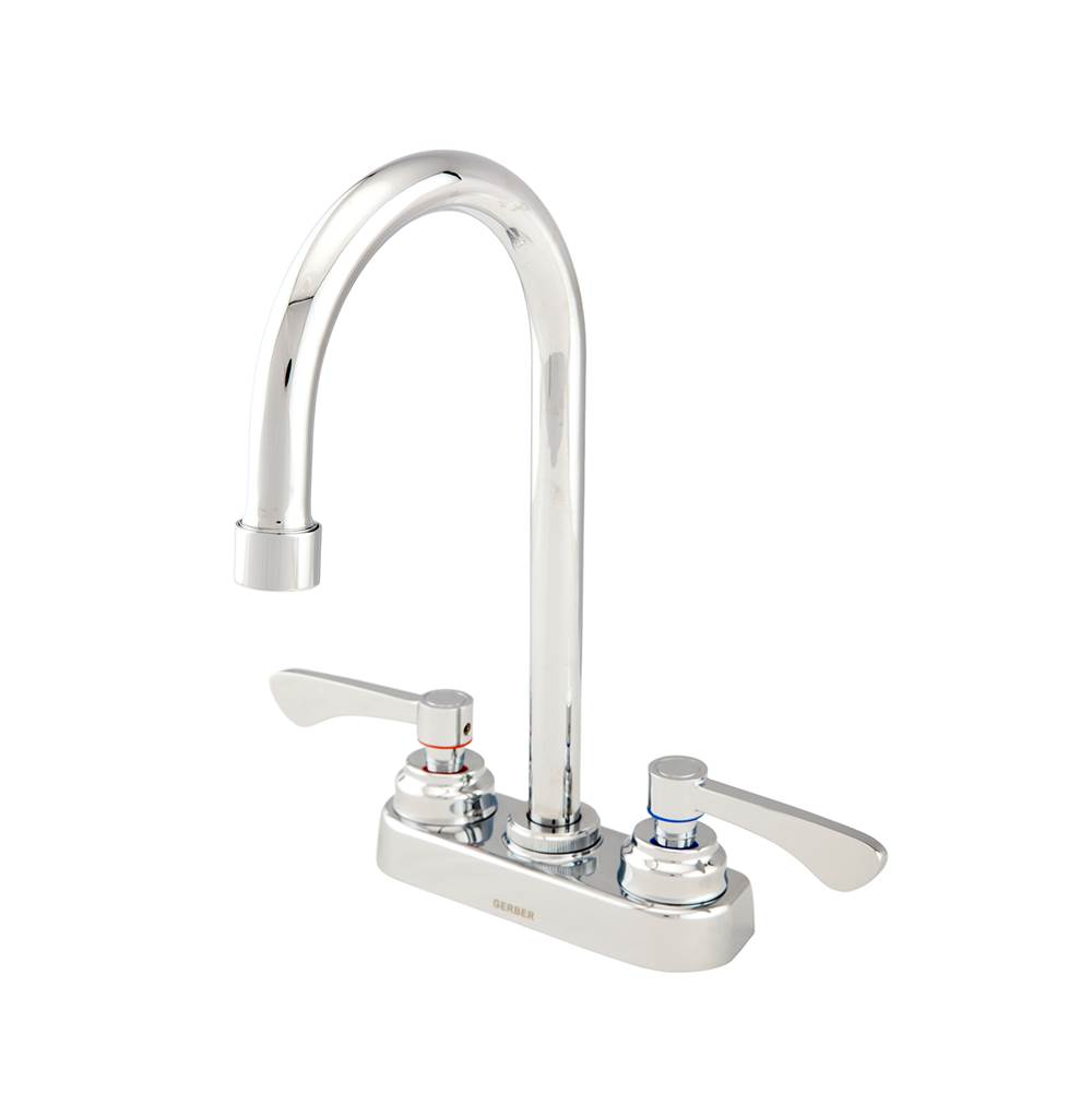 Gerber Plumbing Commercial 2H Centerset Lavatory Faucet w/ Gooseneck Spout & Less Drain 0.5gpm Chrome