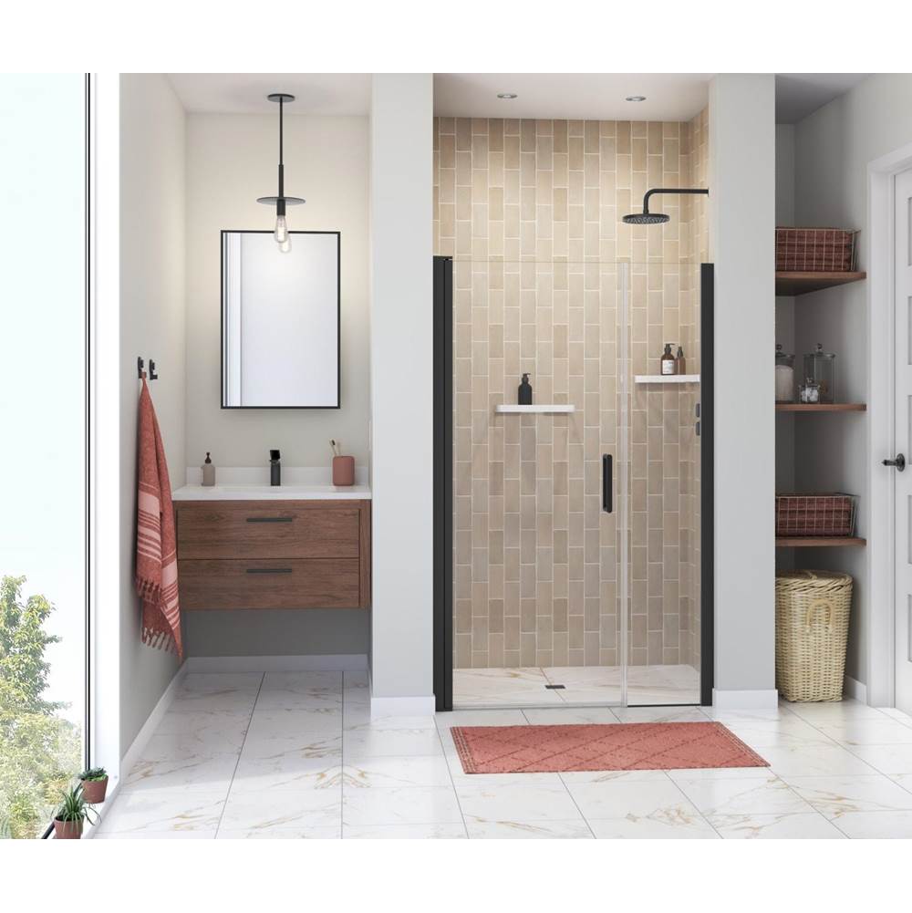 Maax Manhattan 43-45 x 68 in. 6 mm Pivot Shower Door for Alcove Installation with Clear glass & Round Handle in Matte Black