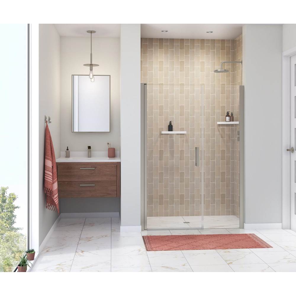 Maax Manhattan 47-49 x 68 in. 6 mm Pivot Shower Door for Alcove Installation with Clear glass & Square Handle in Brushed Nickel