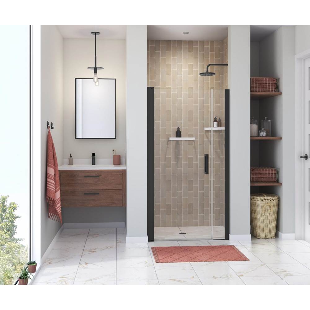 Maax Manhattan 37-39 x 68 in. 6 mm Pivot Shower Door for Alcove Installation with Clear glass & Square Handle in Matte Black