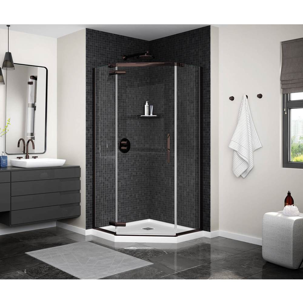 Maax Link Curve Neo-angle 38 x 38 x 75 in. 8mm Pivot Shower Door for Corner Installation with Clear glass in Dark Bronze