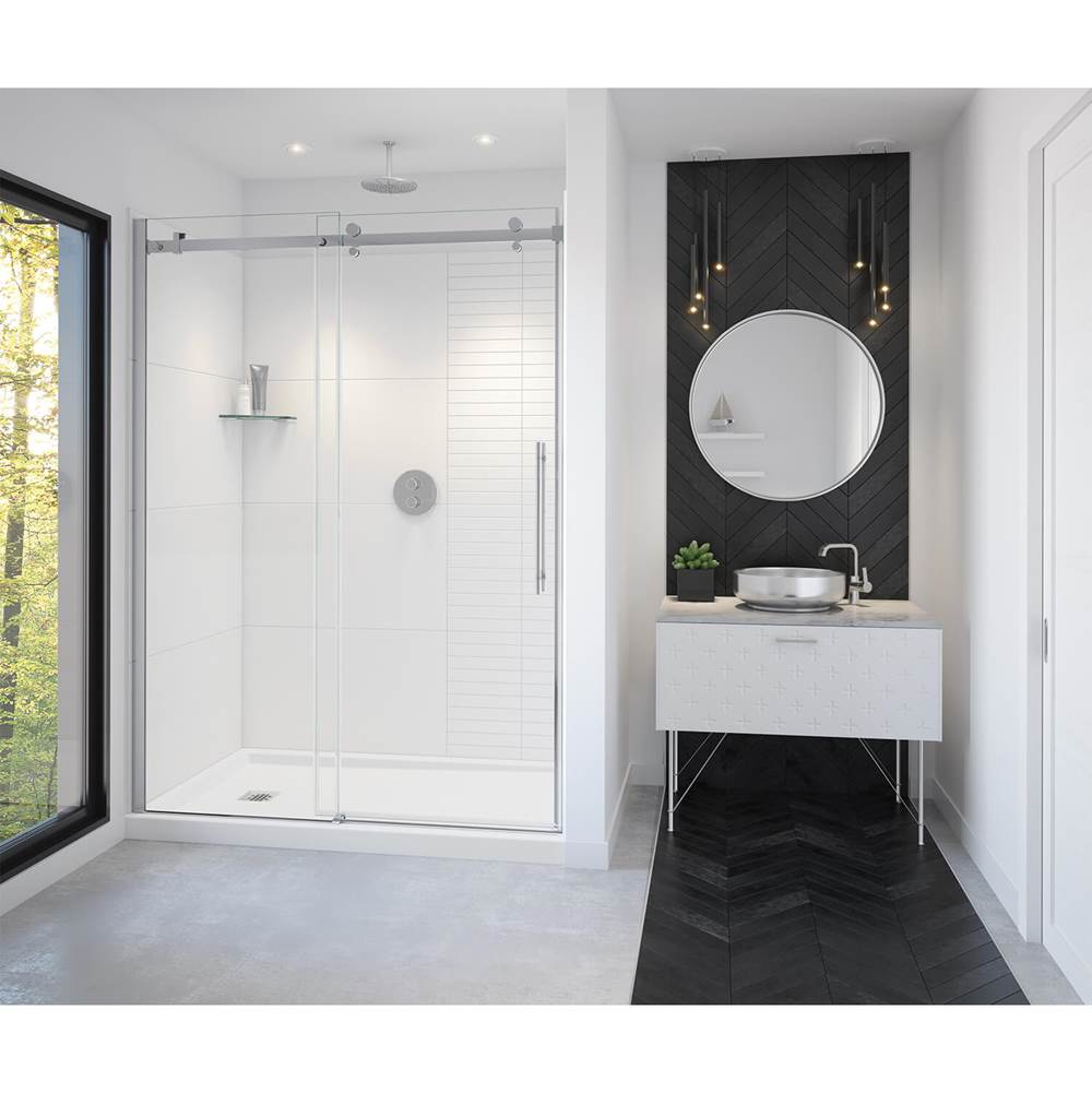 Maax Vela 56 1/2-59 x 78 3/4 in. 8mm Sliding Shower Door for Alcove Installation with Clear glass in Matte Black and Chrome