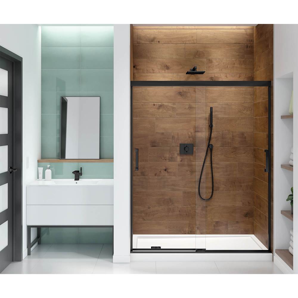 Maax Incognito 70 56-59 x 70 1/2 in. 8mm Sliding Shower Door for Alcove Installation with Clear glass in Matte Black