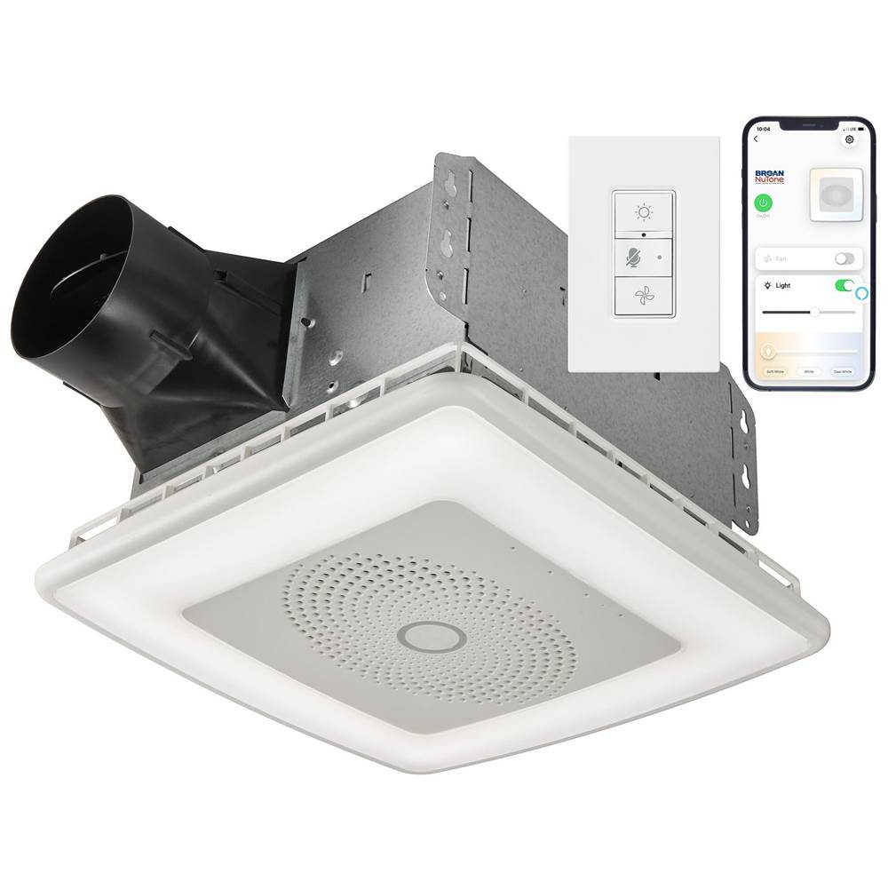 Broan Nutone 110 CFM Voice Controlled Smart Exhaust Fan w/ Dimmable LED Light and Speakers