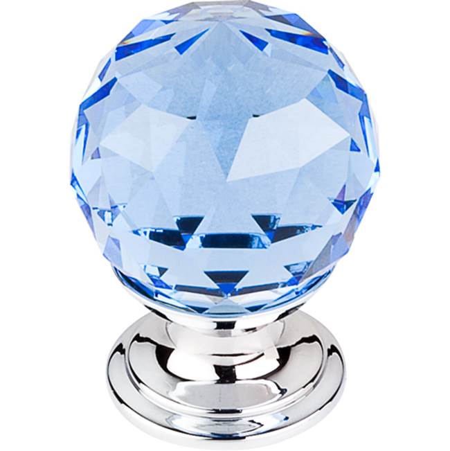 Top Knobs Blue Crystal Knob 1 1/8 Inch Polished Chrome Base