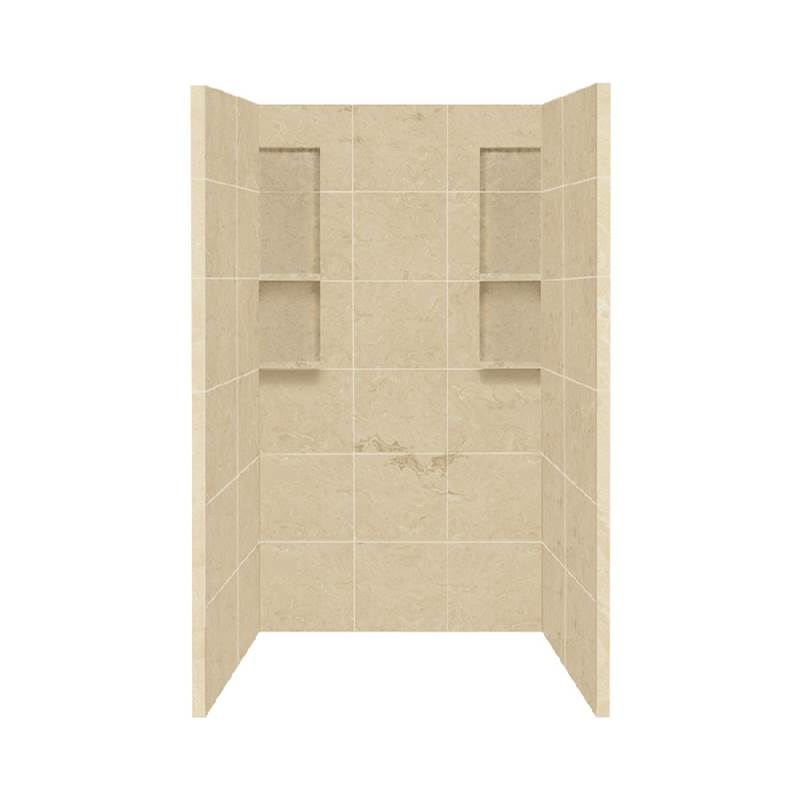 Transolid 48'' x 34'' x 80'' Solid Surface Shower Wall Surround in Almond Sky