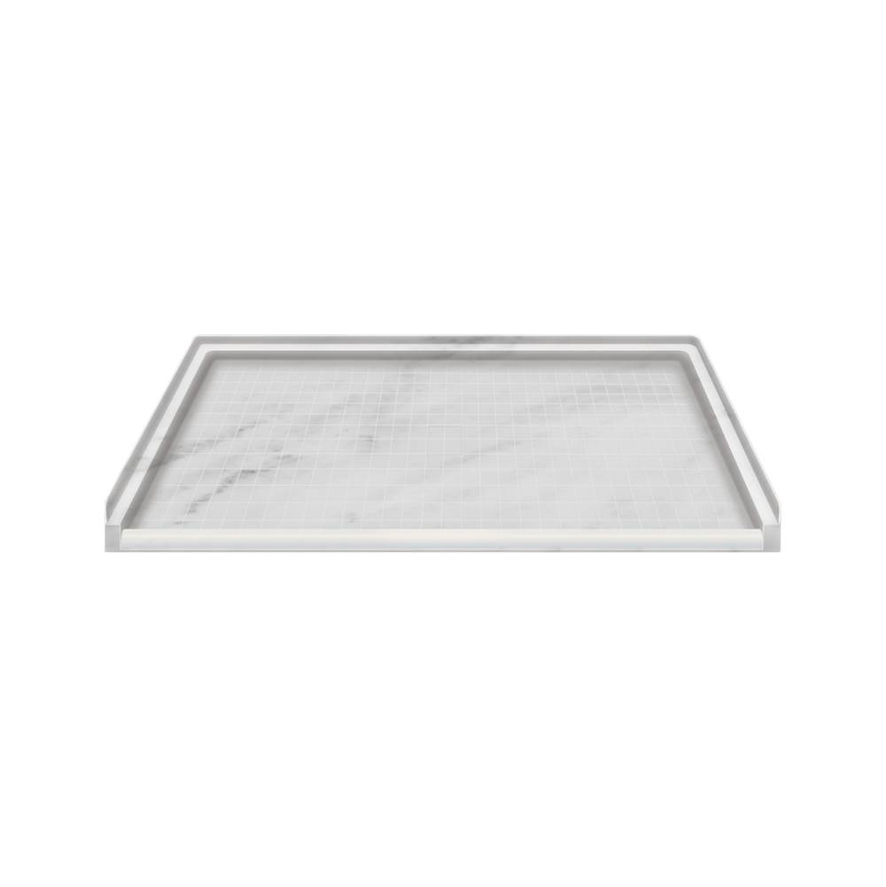 Transolid 63.5'' x 37.75'' Solid Surface Barrier-Free Shower Base in White Carrara