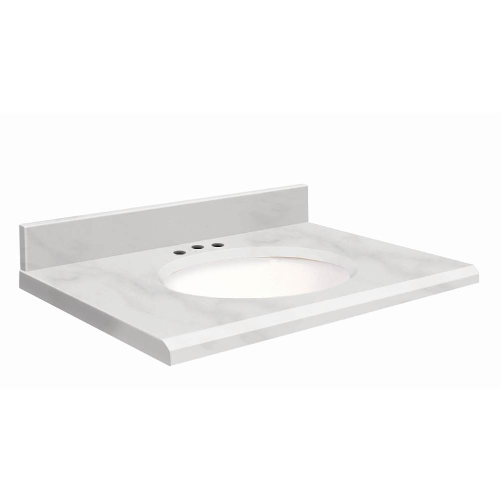 Transolid Natural Marble 31-in x 22-in Bathroom Vanity Top with Beveled Edge, 8-in Contour, and White Bowl in White Carrara Top, White Bowl