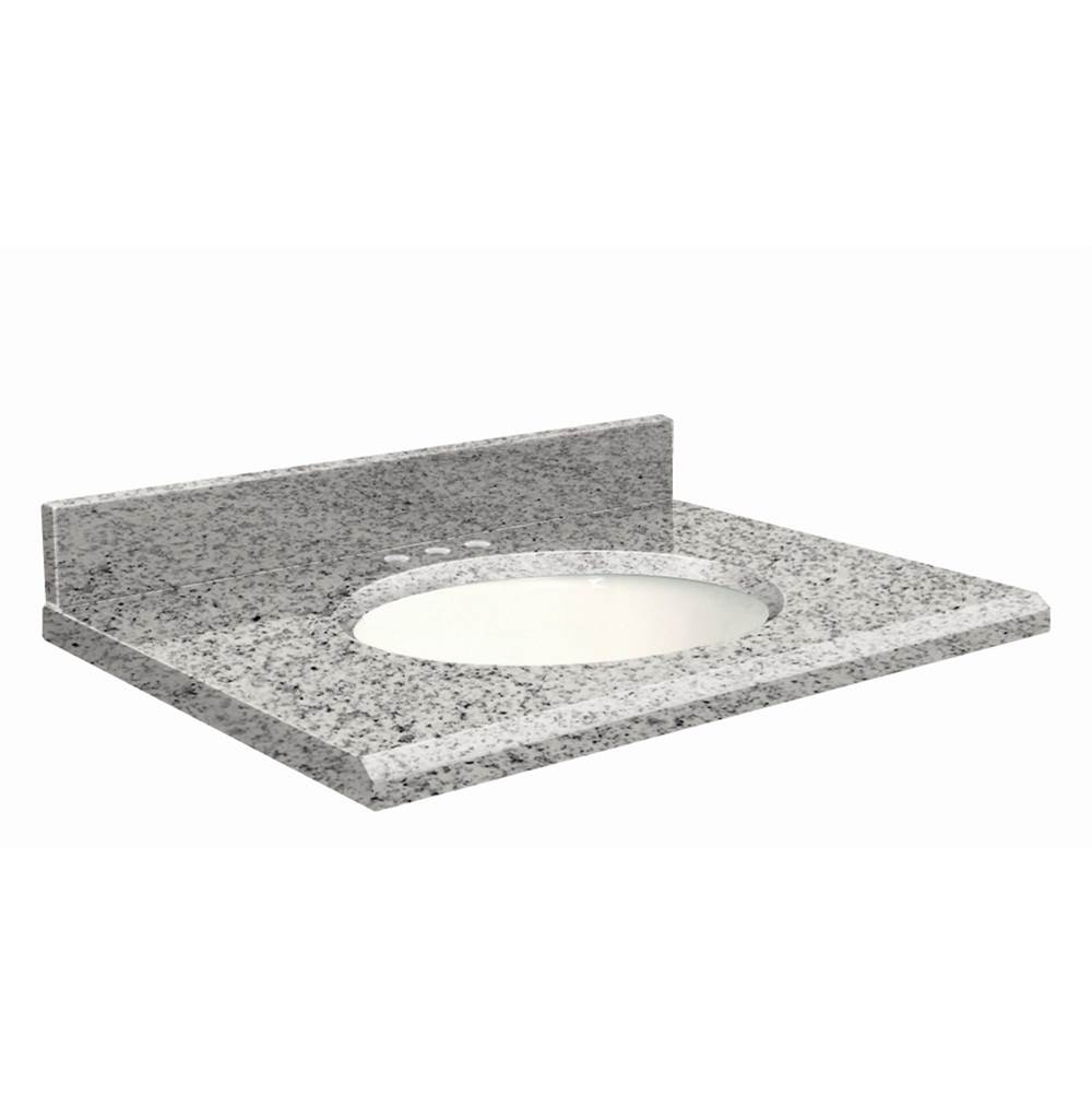 Transolid Granite 37-in x 19-in Bathroom Vanity Top with Beveled Edge, 8-in Centerset, and White Bowl in Rosselin White Top, White Bowl
