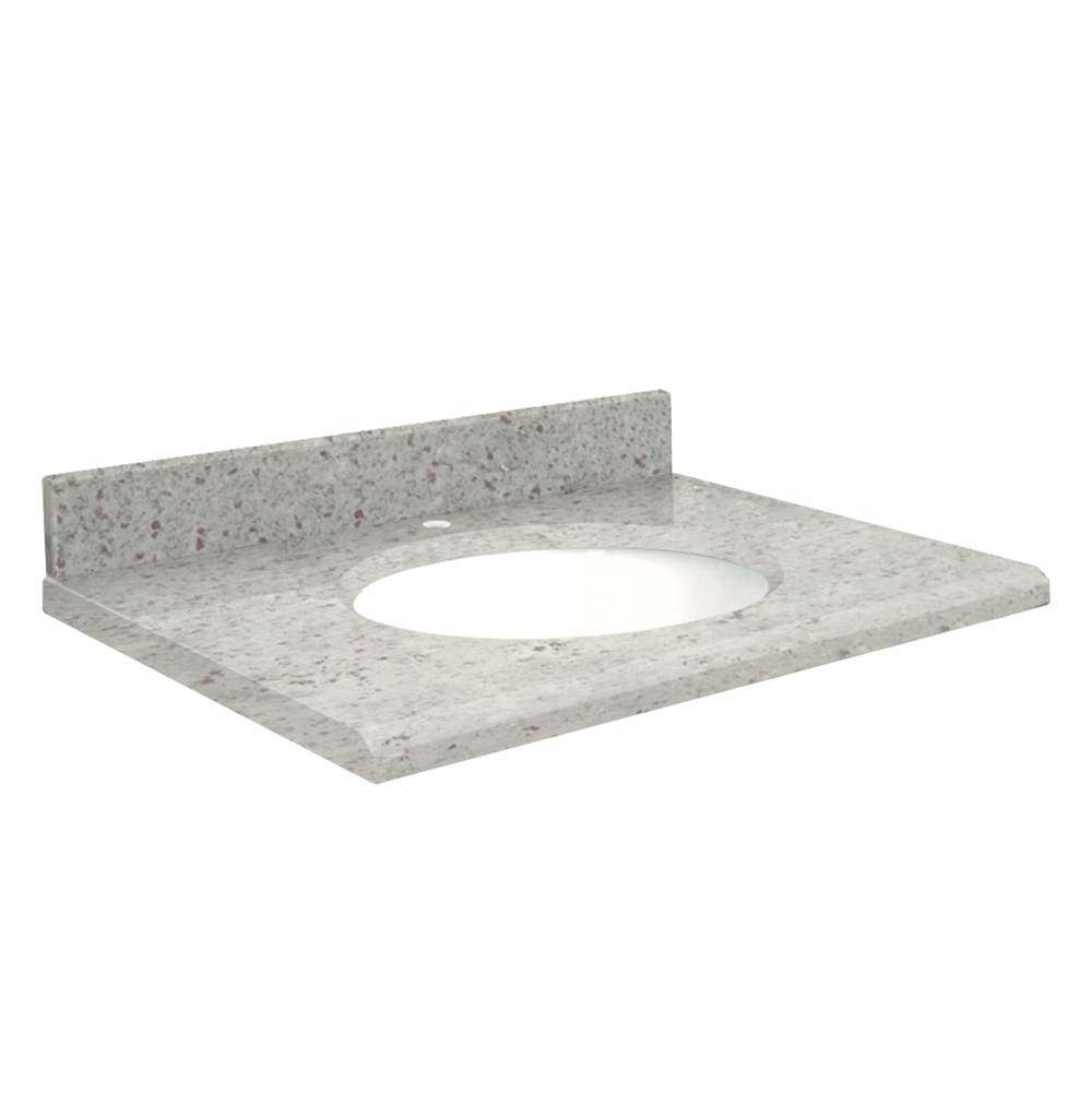 Transolid Granite 43-in x 22-in Bathroom Vanity Top with Beveled Edge, Single Faucet Hole, and White Bowl in Giallo Parfait Top, White Bowl