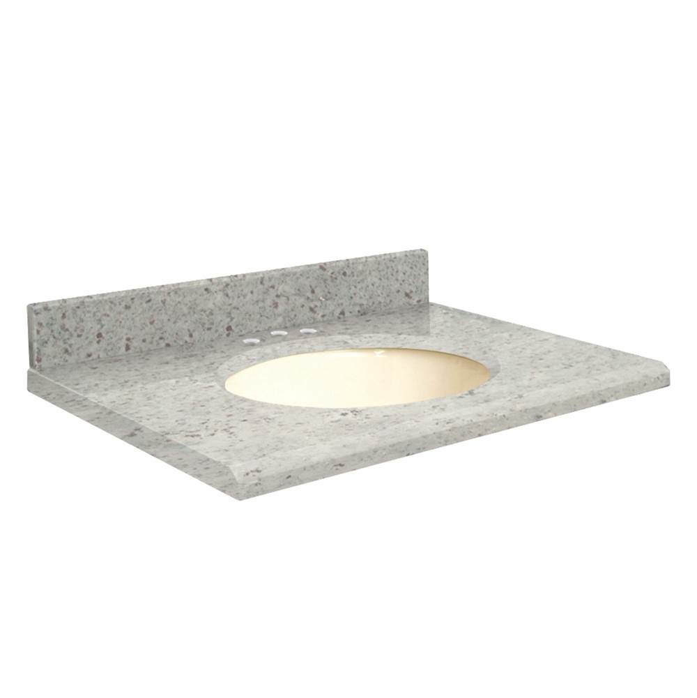 Transolid Granite 49-in x 19-in Bathroom Vanity Top with Beveled Edge, 8-in Contour, and Biscuit Bowl in Giallo Parfait Top, Biscuit Bowl