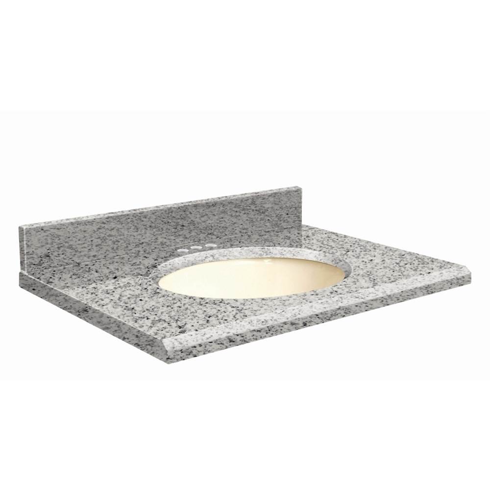 Transolid Granite 49-in x 22-in Bathroom Vanity Top with Beveled Edge, 4-in Centerset, and Biscuit Bowl in Rosselin White Top, Biscuit Bowl