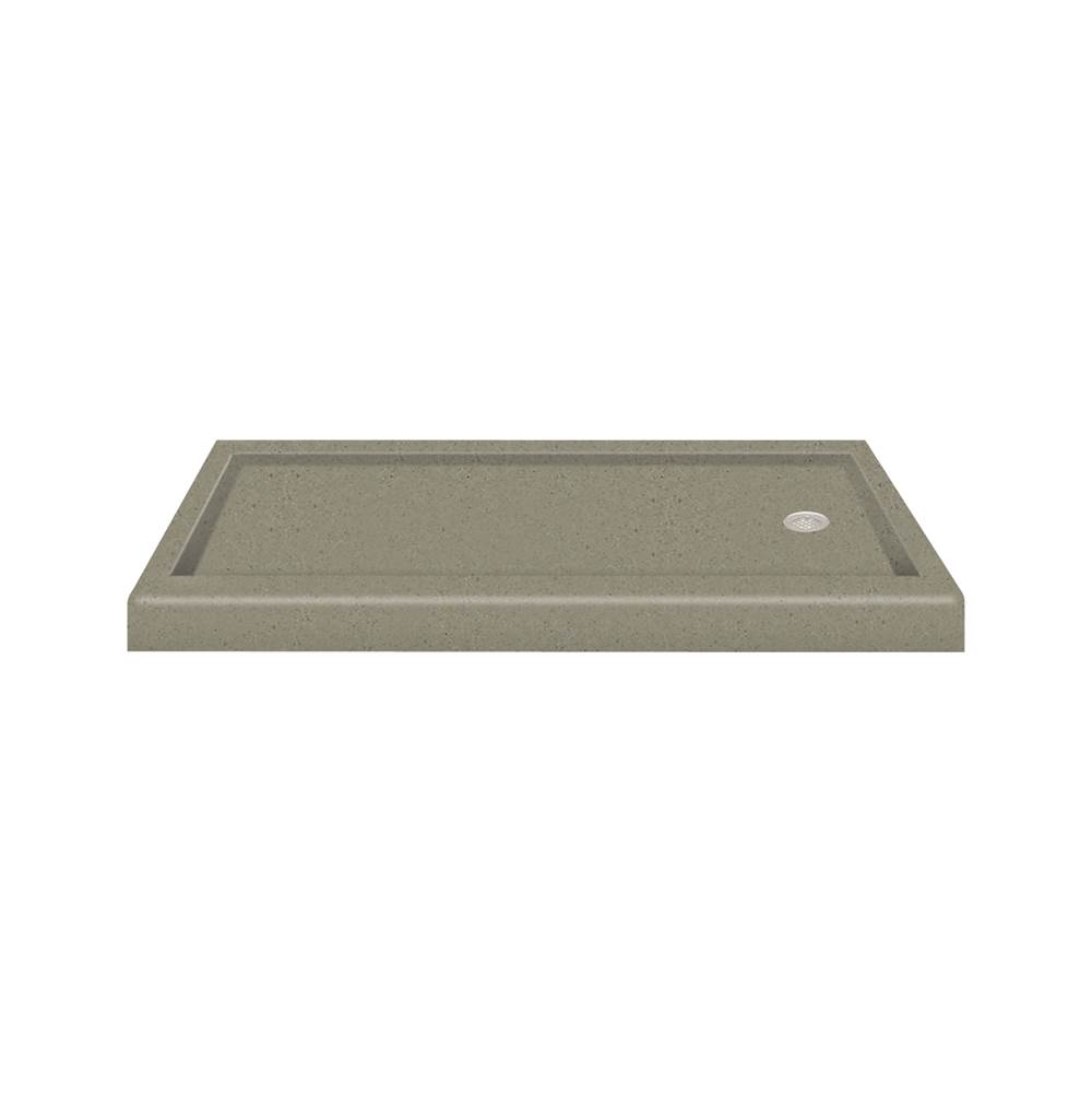 Transolid 60'' x 32'' Decor Solid Surface Right-Hand Shower Base in Peppered Sage