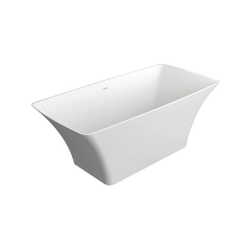 Transolid Lynville 60-in L x 30-in W x 24-in H Resin Stone Freestanding Bathtub with center drain, in White