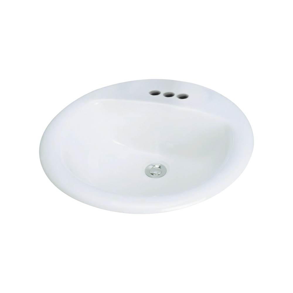 Transolid Preston Vitreous China 20-in Round Drop-in Lavatory with 4-in CC Faucet Holes