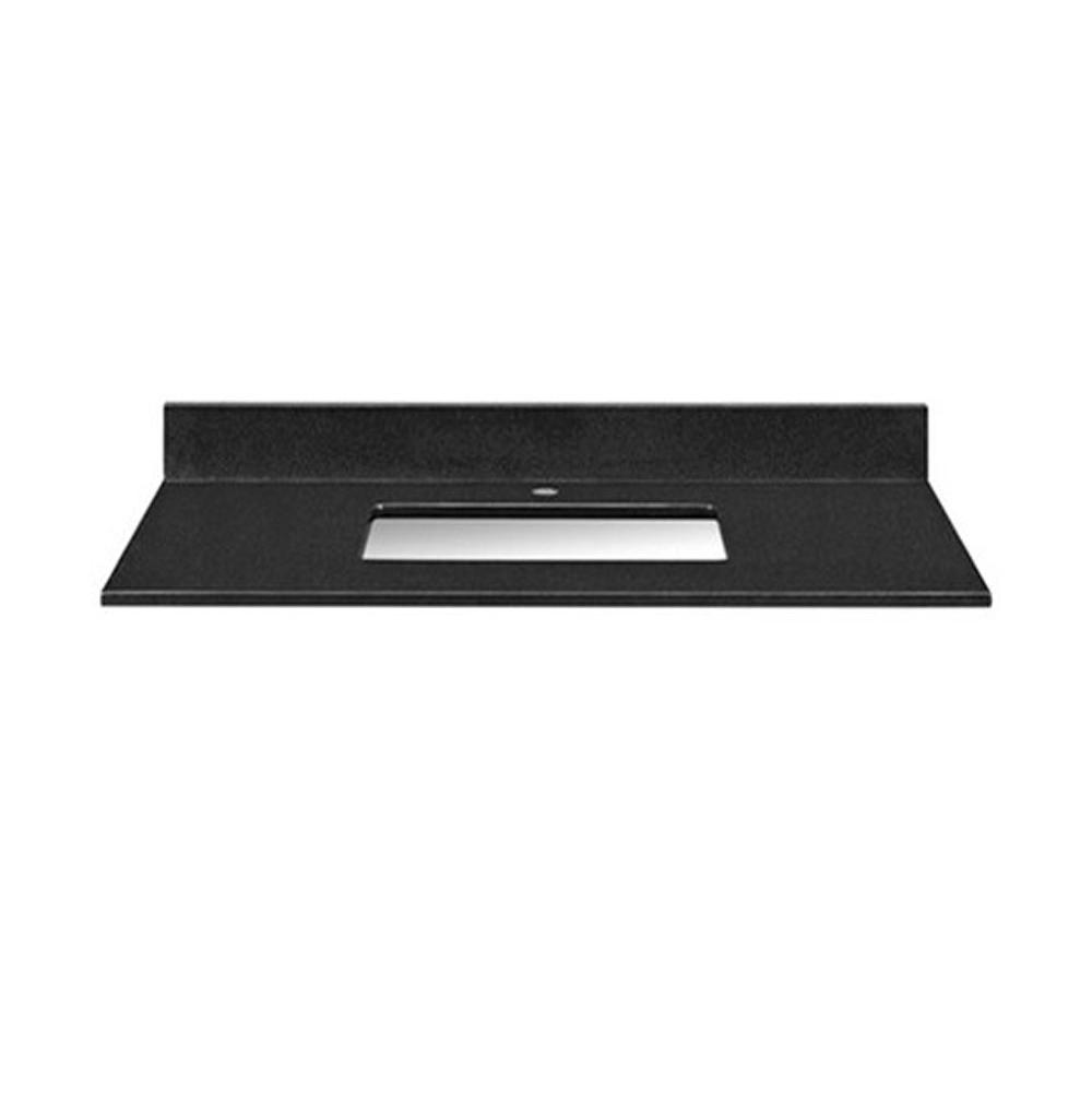 Ryvyr Stone Top - 43-inch for Rectangular Undermount Sink - Black Granite with Single Faucet Hole