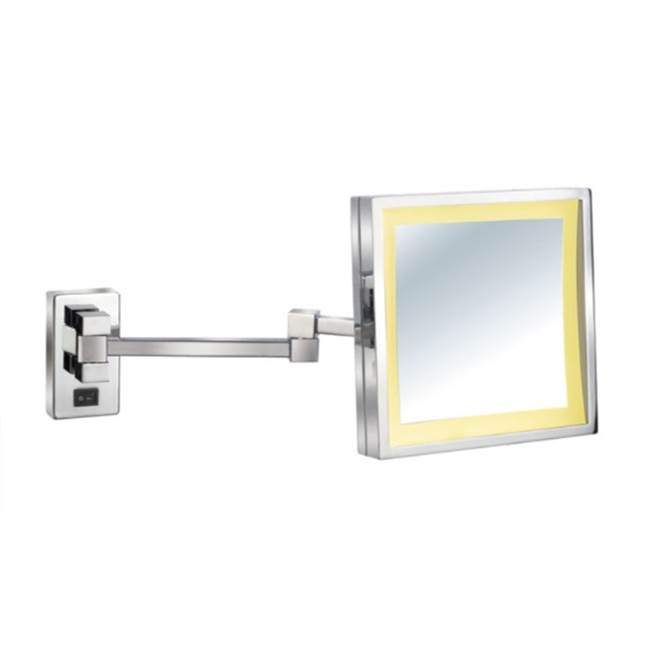 Afina Corporation Lighted Wall Mount Makeup Mirror 8''X 8'' - Polished Chrome