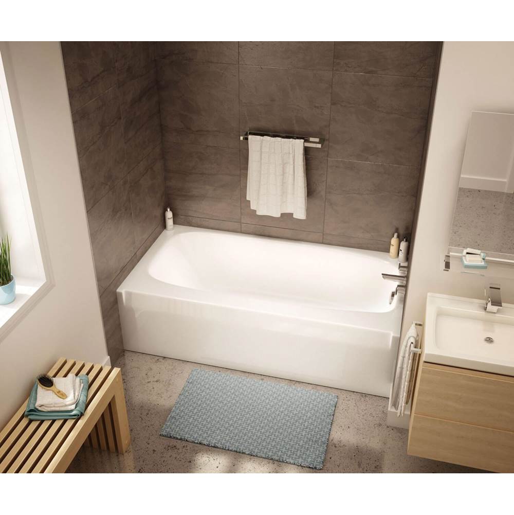 Aker TO-2954 AFR AcrylX Alcove Left-Hand Drain Bath in Sterling Silver