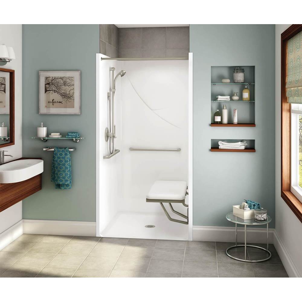 Aker OPS-3636-RS RRF AcrylX Alcove Center Drain One-Piece Shower in Thunder Grey - MASS Compliant