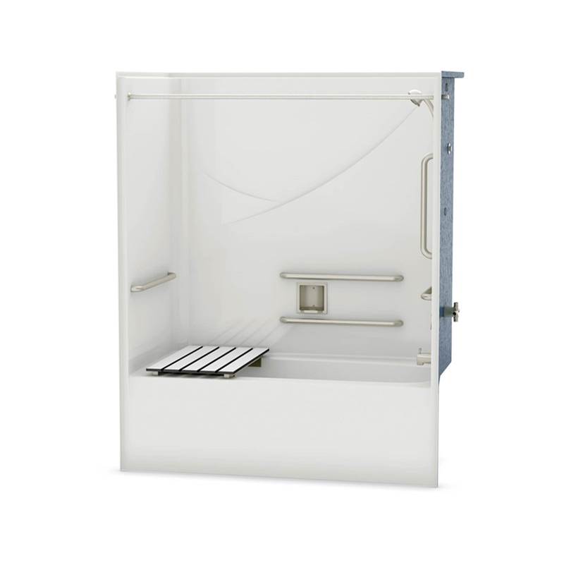 Aker OPTS-6032 AcrylX Alcove Left-Hand Drain One-Piece Tub Shower in Bone - ANSI Compliant
