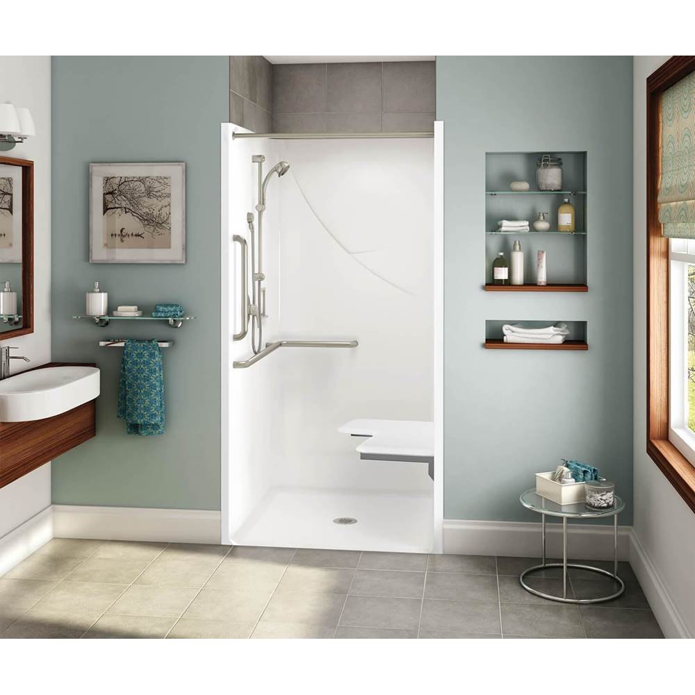 Aker OPS-3636-RS RRF AcrylX Alcove Center Drain One-Piece Shower in Biscuit - ANSI Compliant