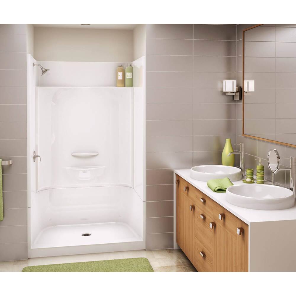 Aker KDS 3448 AcrylX Alcove Center Drain Four-Piece Shower in Sterling Silver