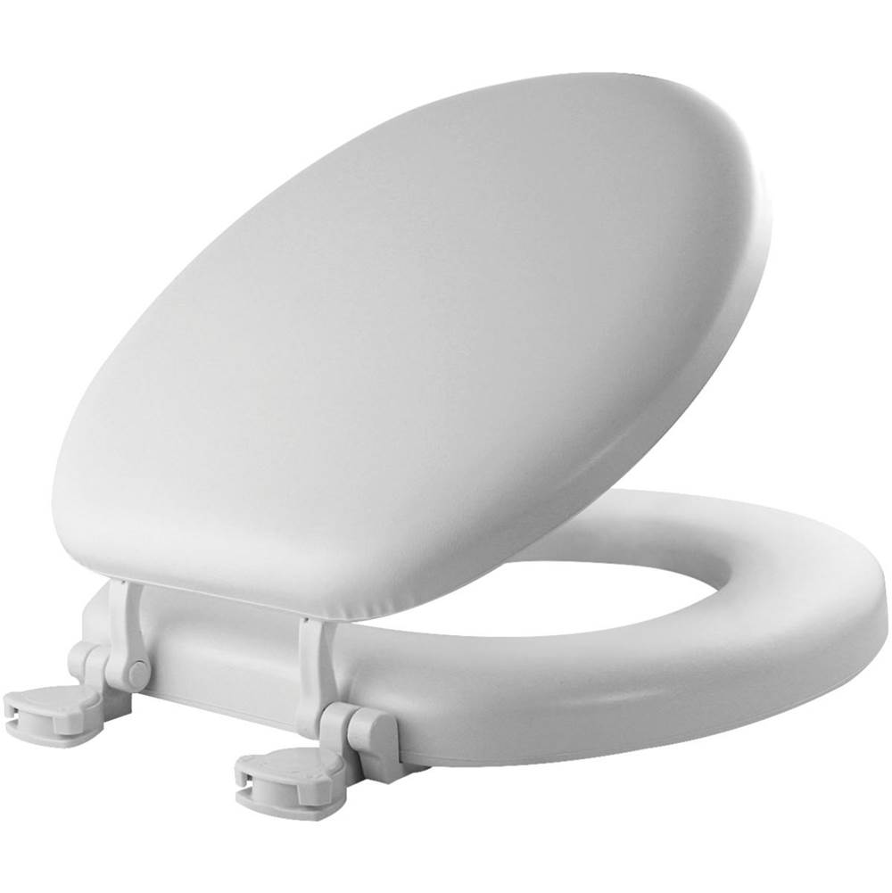 Bemis Mayfair Round Cushioned Vinyl Soft Toilet Seat in White with STA-TITE® Seat Fastening System™ and Easy-Clean® Hinge