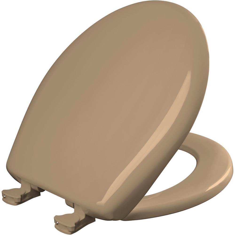 Bemis Round Plastic Toilet Seat with WhisperClose with EasyClean & Change Hinge and STA-TITE in Sand