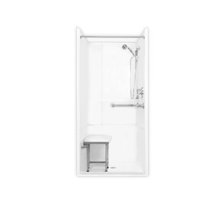 Clarion Bathware 48'' 3-Piece Barrier-Free Shower W/ 3/4'' Threshold - Rear Center Drain