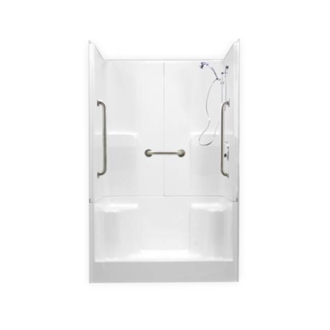 Clarion Bathware 48'' 3-Piece Shower W/ 6'' Threshold And Molded Seats - Center Drain