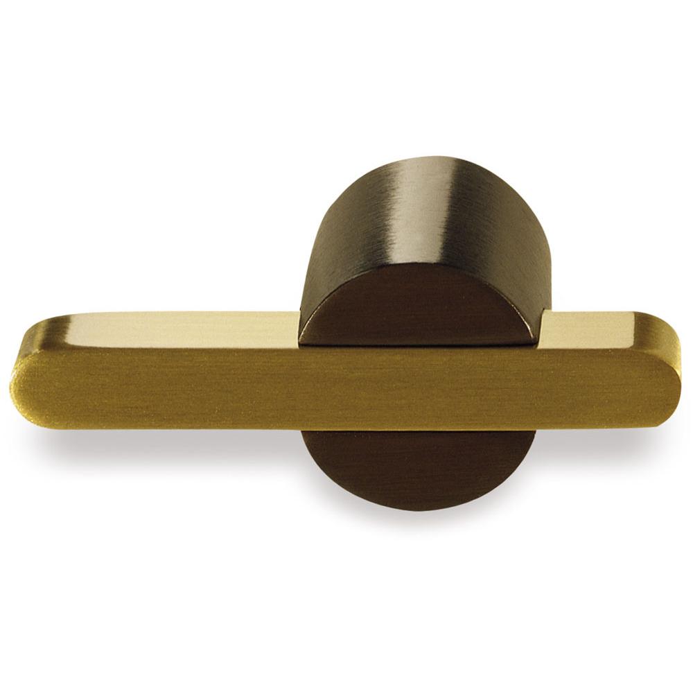 Colonial Bronze T Cabinet Knob Hand Finished in Unlacquered Polished Brass and Satin Copper