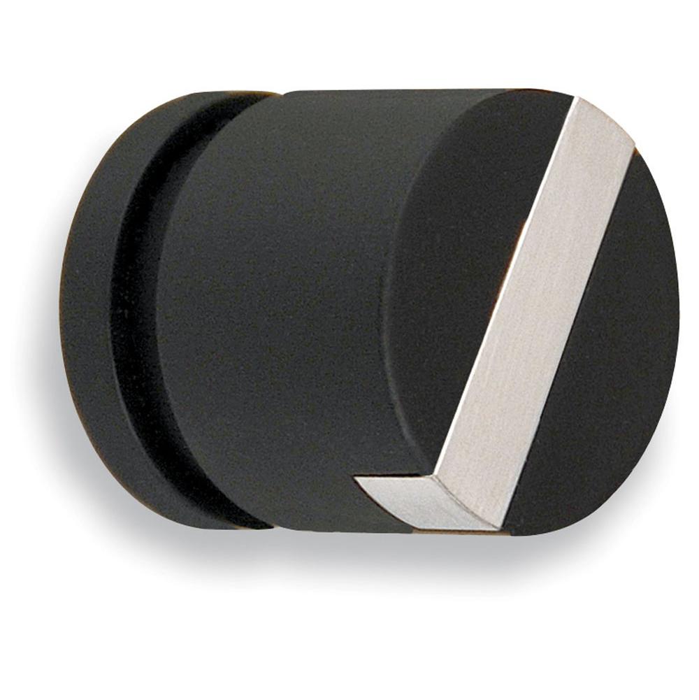 Colonial Bronze Top Striped Cabinet Knob Hand Finished in Satin Chrome and Satin Chrome