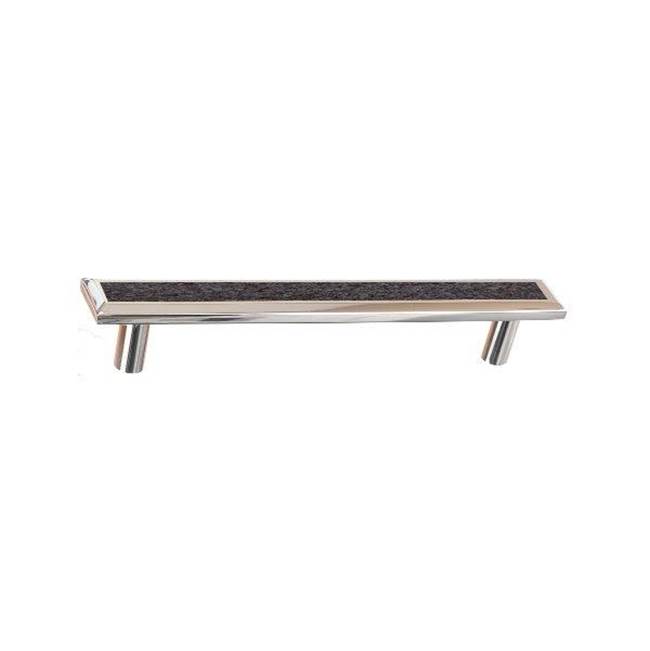 Colonial Bronze Leather Accented Rectangular, Beveled Appliance Pull, Door Pull, Shower Door Pull With Straight Posts, Matte Satin Bronze x Shagreen White Leather