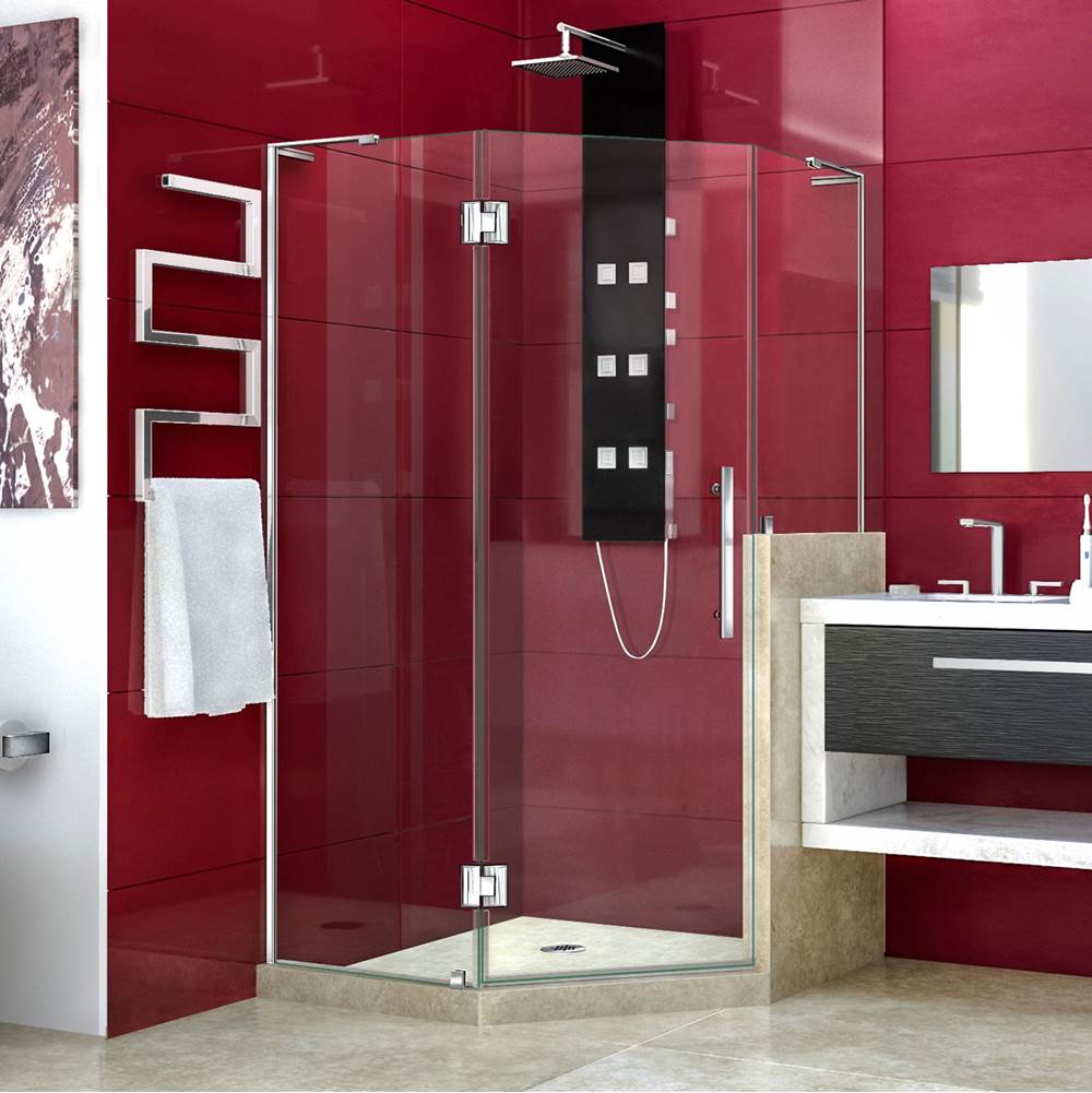 Dreamline Showers DreamLine Prism Plus 40 in. x 72 in. Frameless Neo-Angle Hinged Shower Enclosure with Half Panel in Chrome