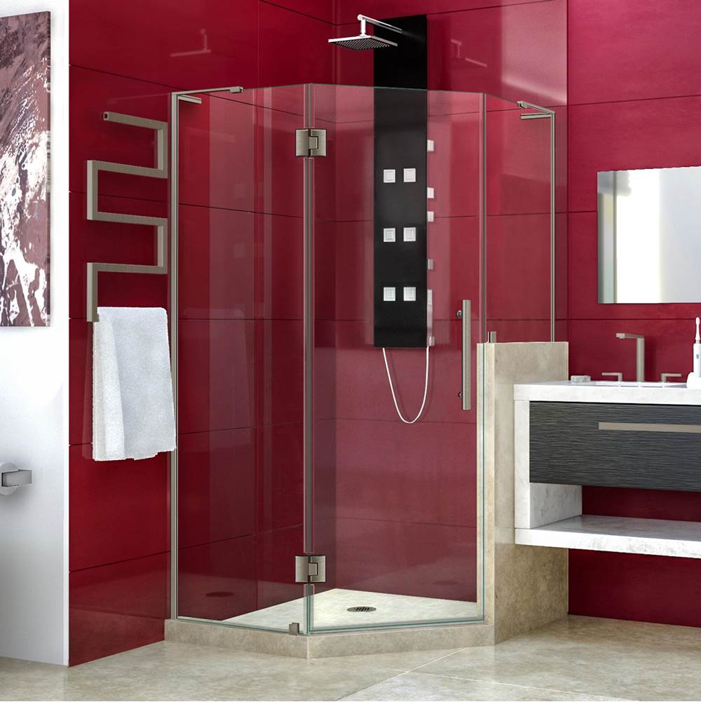 Dreamline Showers DreamLine Prism Plus 40 in. x 72 in. Frameless Neo-Angle Hinged Shower Enclosure with Half Panel in Brushed Nickel
