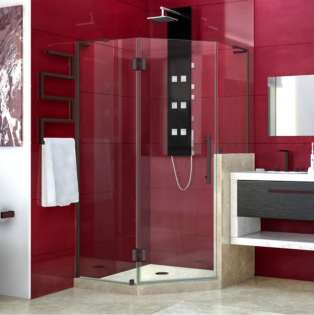 Dreamline Showers DreamLine Prism Plus 40 in. x 72 in. Frameless Neo-Angle Hinged Shower Enclosure with Half Panel in Oil Rubbed Bronze
