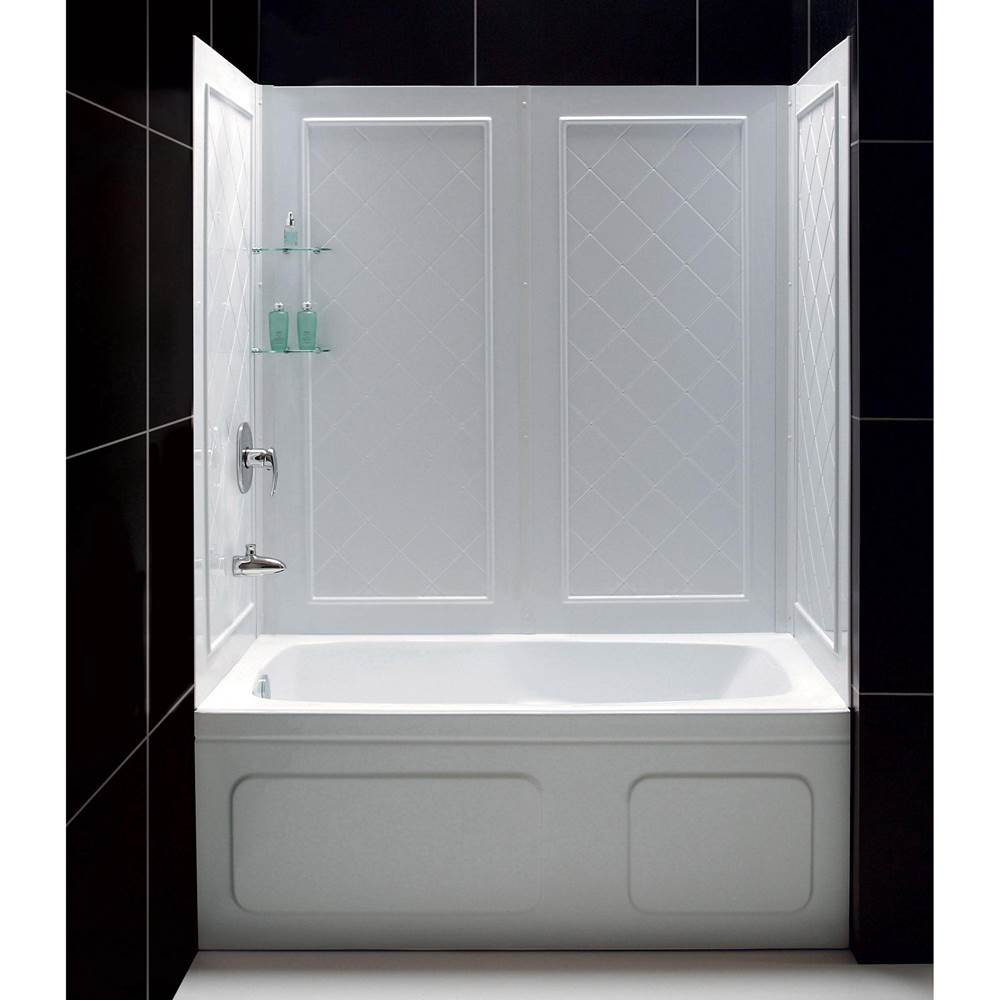 Dreamline Showers DreamLine QWALL-Tub 56-60 in. W x 28-32 in. D x 60 in. H Acrylic Backwall Kit In White