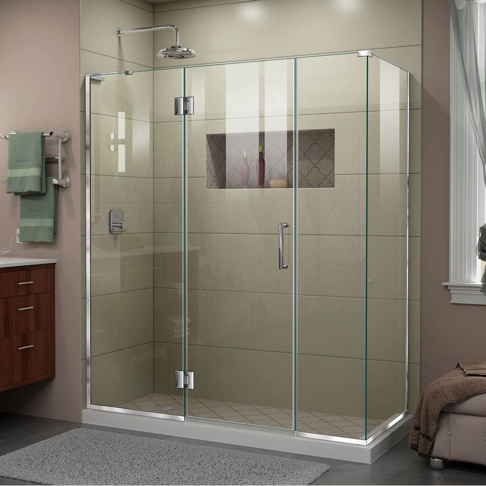 Dreamline Showers DreamLine Unidoor-X 64 1/2 in. W x 30 3/8 in. D x 72 in. H Frameless Hinged Shower Enclosure in Chrome