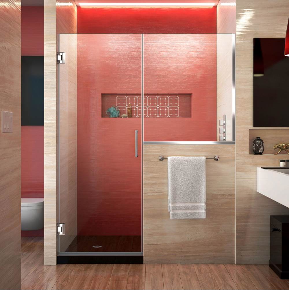 Dreamline Showers DreamLine Unidoor Plus 66-66 1/2 in. W x 72 in. H Hinged Shower Door with 34 in. Half Panel, Clear Glass, Chrome