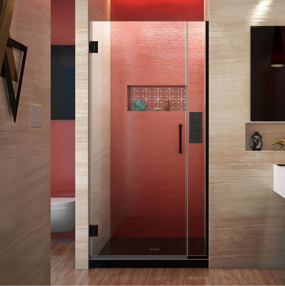 Dreamline Showers DreamLine Unidoor Plus 32-32 1/2 in. W x 72 in. H Frameless Hinged Shower Door, Clear Glass, Satin Black