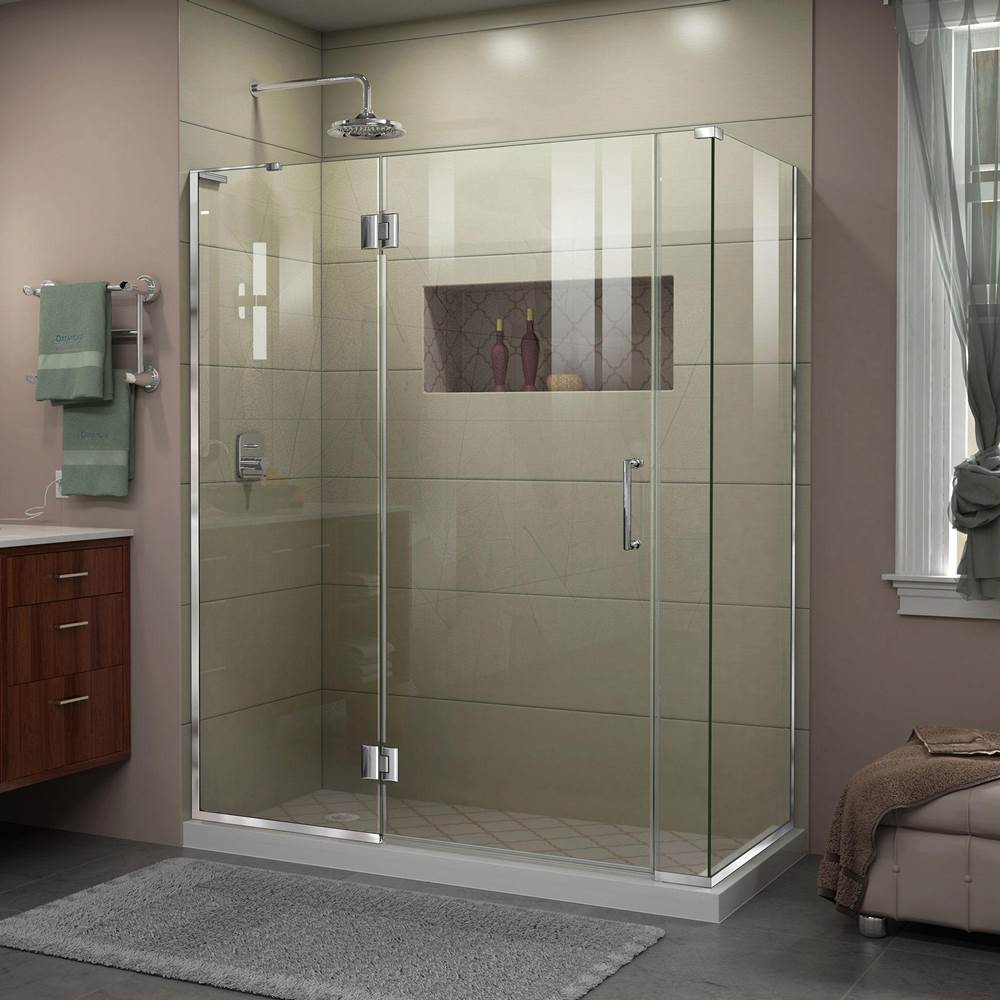 Dreamline Showers DreamLine Unidoor-X 57 1/2 in. W x 30 3/8 in. D x 72 in. H Frameless Hinged Shower Enclosure in Chrome