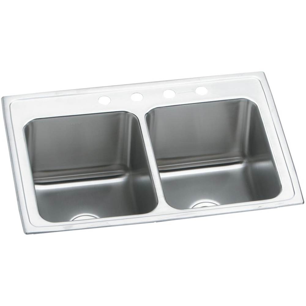 Elkay Lustertone Classic Stainless Steel 33'' x 22'' x 12-1/8'', 2-Hole Equal Double Bowl Drop-in Sink
