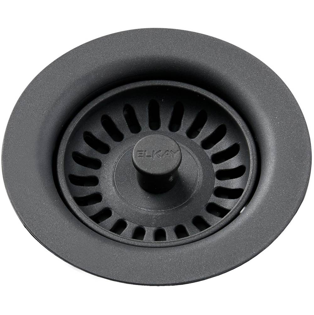 Elkay Polymer Drain Fitting with Removable Basket Strainer and Rubber Stopper Charcoal